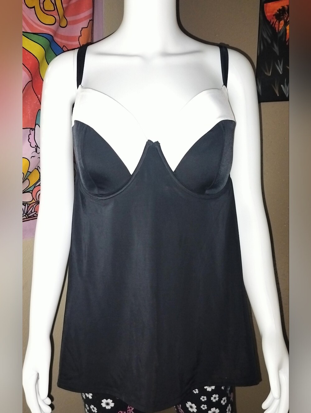 New Lane Bryant Lightly Lined Plunge Underwire Tankini Sz 42D